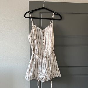Striped White and Brown Romper